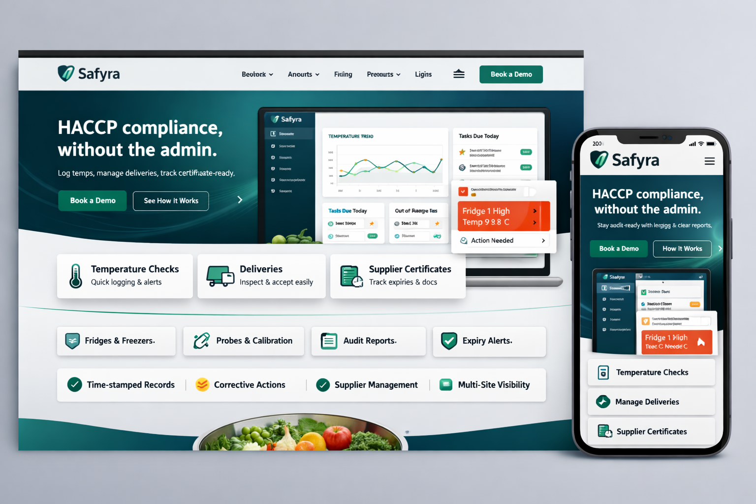 Safyra landing mockup